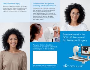 Patient Education Flyer - Examination with the OCULUS Pentacam® for Refractive Surgery
